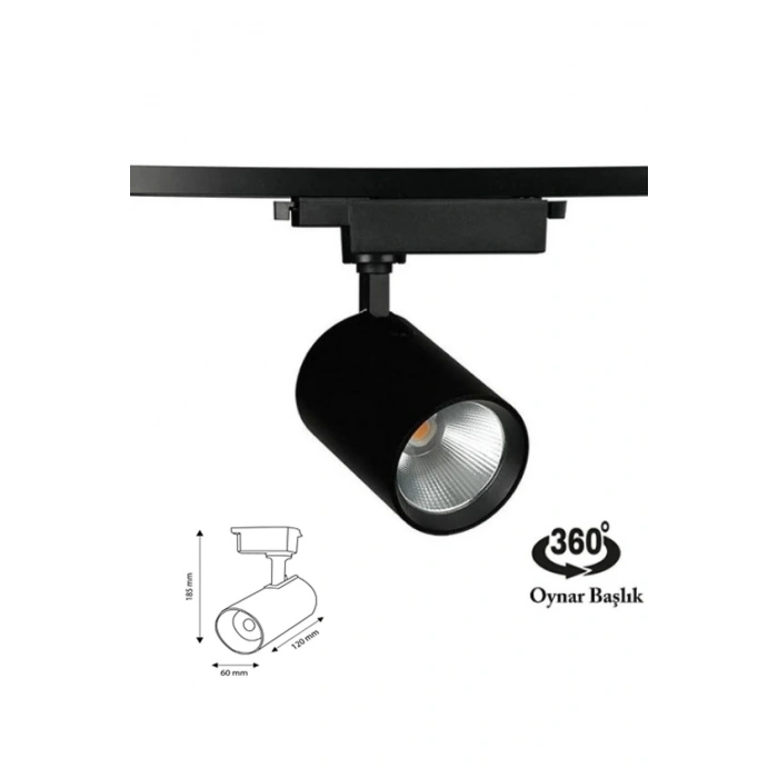 Led Siyah Kasa Gün Işığı 35w Raylı Spot / 6 Adet 2 Metre Ray
