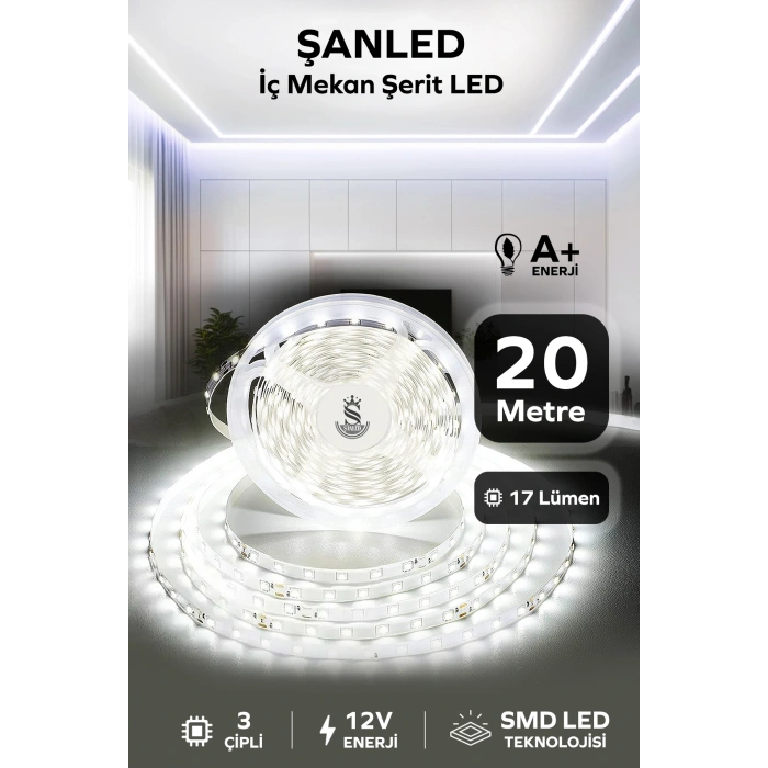 3 Çipli Iç Mekan Şerit Led Tüm Mekanlar-(trafosuz) 5,10,20,30,40,50,100m
