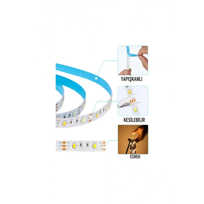 3 Çipli Iç Mekan Şerit Led Tüm Mekanlar-(trafosuz) 5,10,20,30,40,50,100m