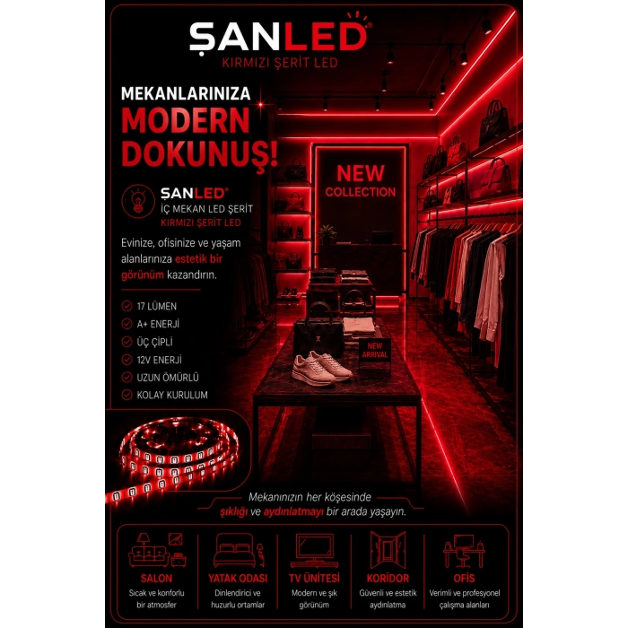 3 Çipli Iç Mekan Şerit Led Tüm Mekanlar-(trafosuz) 5,10,20,30,40,50,100m