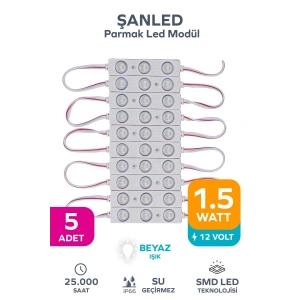 3 Ledli Parmak Led Modül 1.5w 2835 Smd Mercekli Beyaz,gün Işığı,mavi,kırmızı,yeşil 12v-5 Adettir