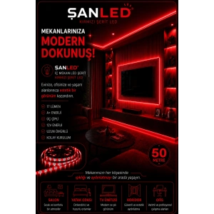 3 Çipli Iç Mekan Şerit Led Tüm Mekanlar-(trafosuz) 5,10,20,30,40,50,100m