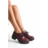 K-707 Bordo Kırışık Rugan Yüksek Tabanlı Bağcıklı  Loafer Ayakkabı