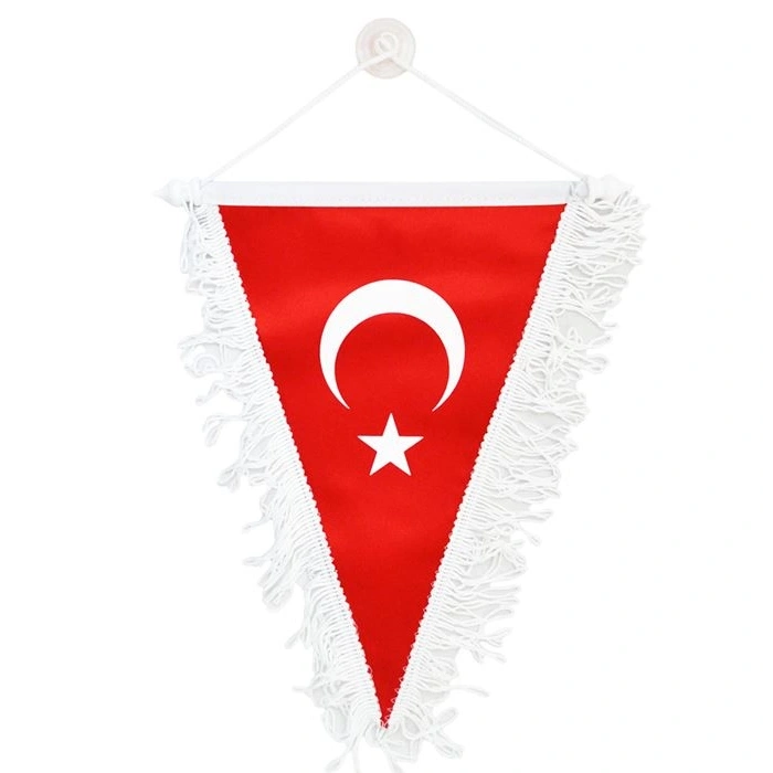 Toptan Araç Flama Bayrak Püsküllü 20x30cm Dekor Etiketçi İşi