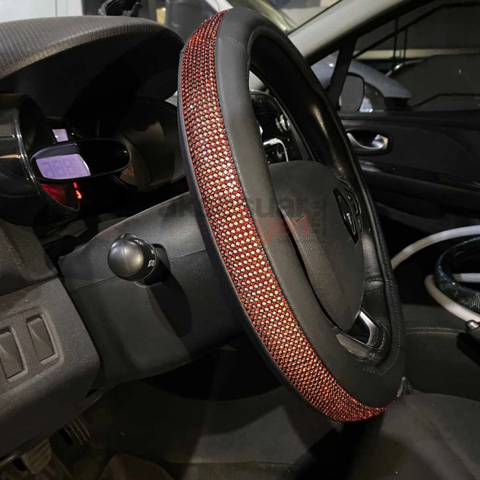 Toptan Taşlı Direksiyon Kılıfı Geçme Diamond Swaroski 38cm