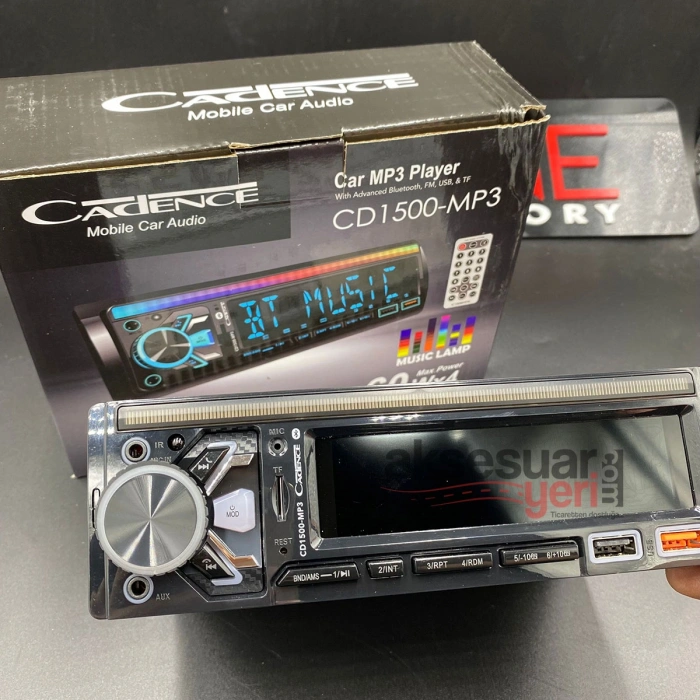 Toptan Oto Teyp Cadence cd-1500 Rgb Işıklı Ekolayzırlı Modeli Bluetooth Usb li
