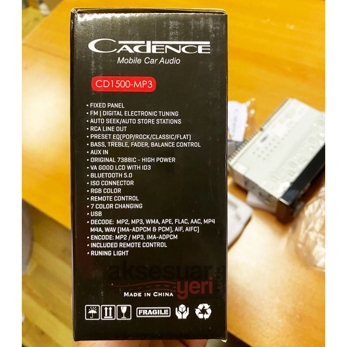 Toptan Oto Teyp Cadence cd-1500 Rgb Işıklı Ekolayzırlı Modeli Bluetooth Usb li