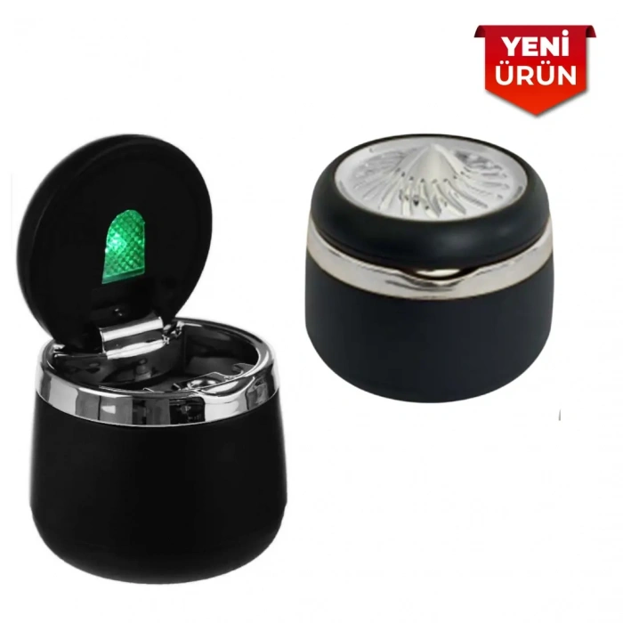 Toptan Işıklı Küllük Seramik Model Premium Krom Gri Renk Detay