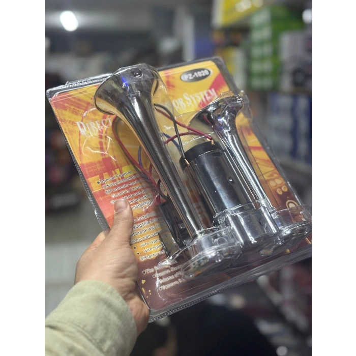 Toptan Havalı Korna 2 Borulu Krom Gövde Kendinden Kompresörlü 12v Roleli Tak Çalıştır