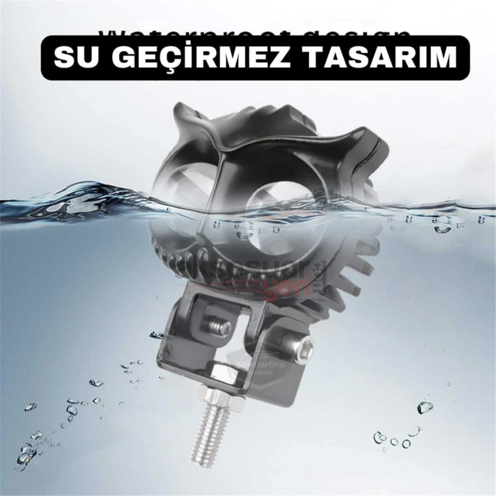 Toptan Baykuş Mercekli Çakarlı Sis Farı-Çift Renk ve 4 Farklı Mod-50W Metal Gövde(TEKLİ)