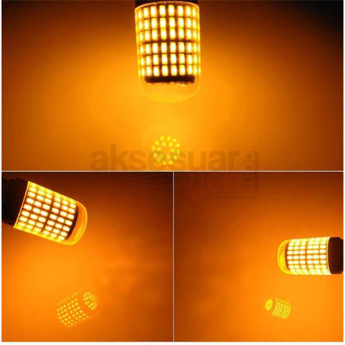 Toptan 144 Led Sinyal Ampülü Tek Duy Turuncu