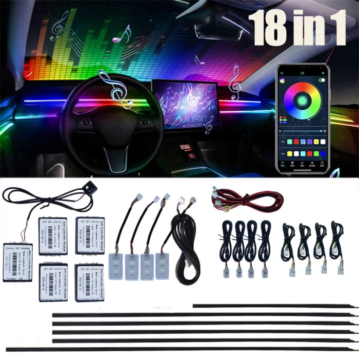 Toptan Araç İçi Ambiyans Led Profesyonel 64Renk Rgb App Kontrollu