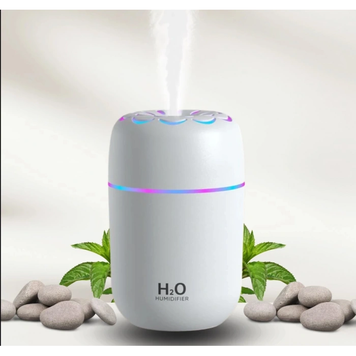 Toptan Araç İçi Nemlendirici Çiçekli Model H2o Rgb Kablolu Beyaz Buhardanlık