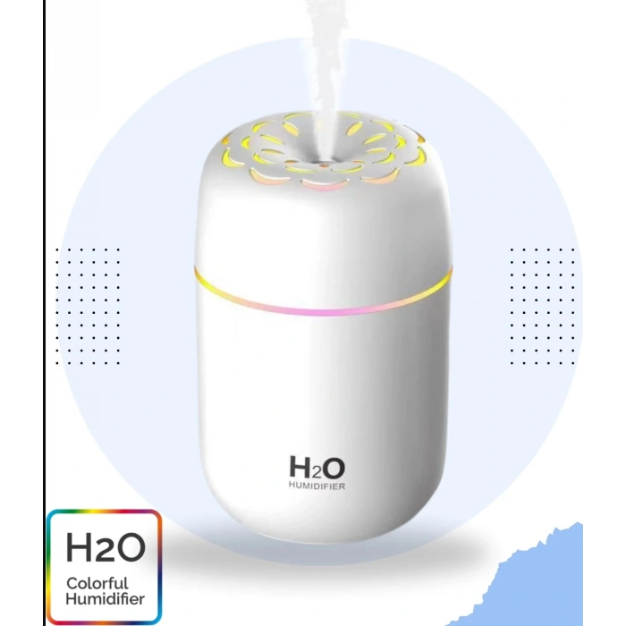 Toptan Araç İçi Nemlendirici Çiçekli Model H2o Rgb Kablolu Beyaz Buhardanlık