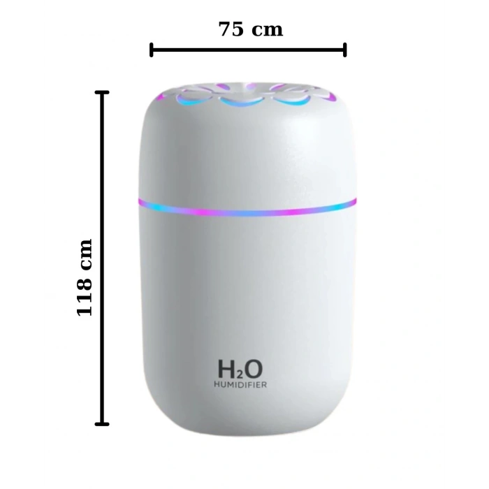 Toptan Araç İçi Nemlendirici Çiçekli Model H2o Rgb Kablolu Beyaz Buhardanlık