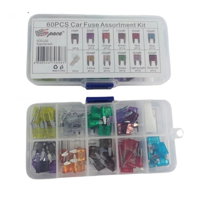 Toptan Araç Sigorta Seti Mini Boy Karışık 60Parça Kutulu Ürün