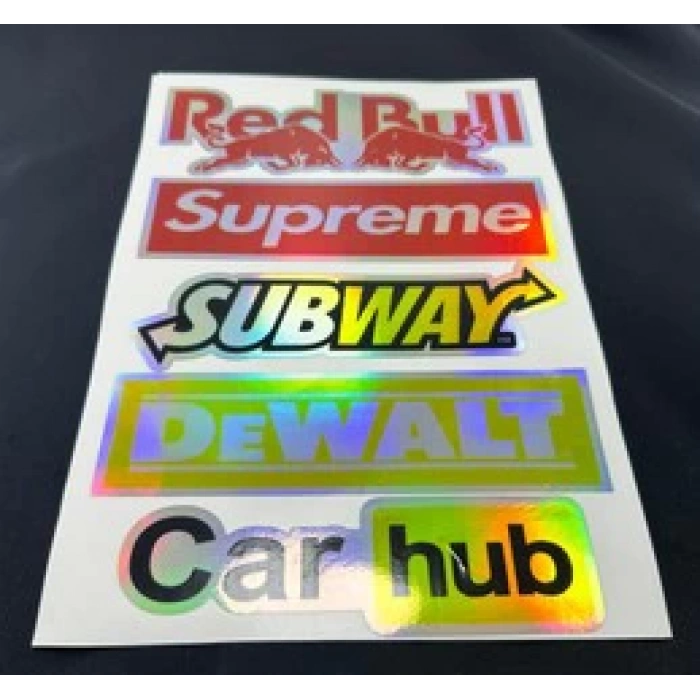 Toptan Arka Cam Sticker Yazı Hologram Set 2 Li Paket