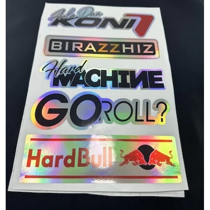 Toptan Arka Cam Sticker Yazı Hologram Set 2 Li Paket