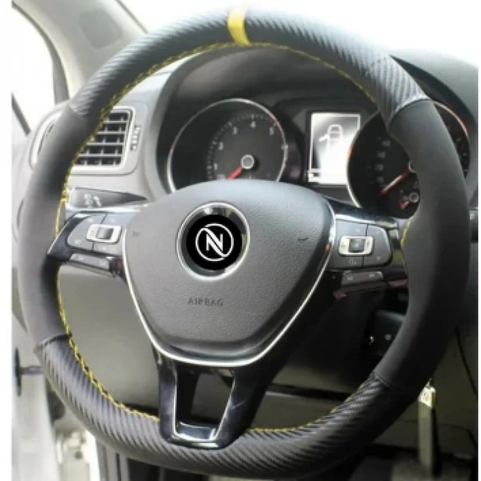 Toptan Carbon/Alcantra Parçalı Dikme Direksiyon Kılıfı Yüzüklü Model Kutulu Ürün
