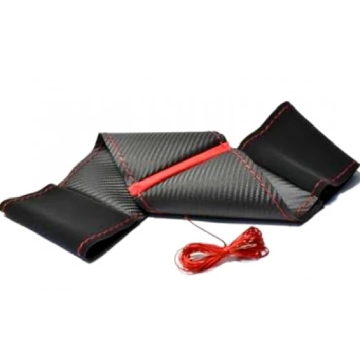 Toptan Carbon/Alcantra Parçalı Dikme Direksiyon Kılıfı Yüzüklü Model Kutulu Ürün