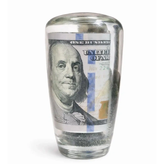Toptan Dolar Motifli Epoksi Şeffaf Vites Topuzu