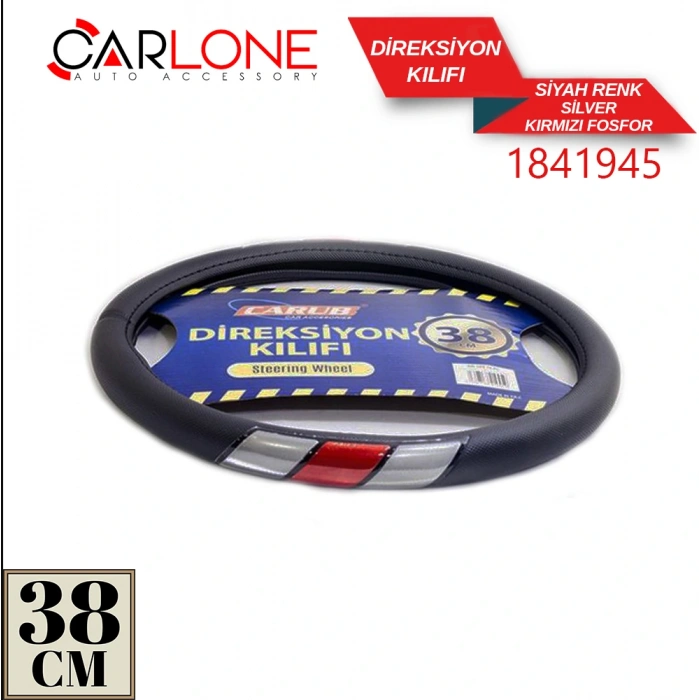 Toptan Geçme Direksiyon Kılıfı Siyah Renk 38cm Siy-Silv-Krmz Fosfor 1841945