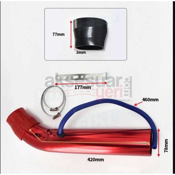 Toptan Hava Filtre Borusu 43cm Uzun Tip Aparatlı Tam Set