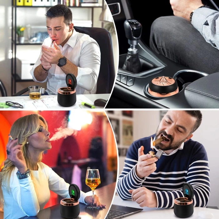 Toptan Işıklı Küllük Seramik Model Premium Bronz Renk Detay ıcku55