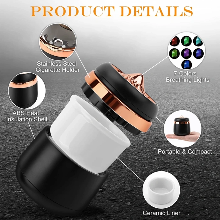 Toptan Işıklı Küllük Seramik Model Premium Bronz Renk Detay ıcku55