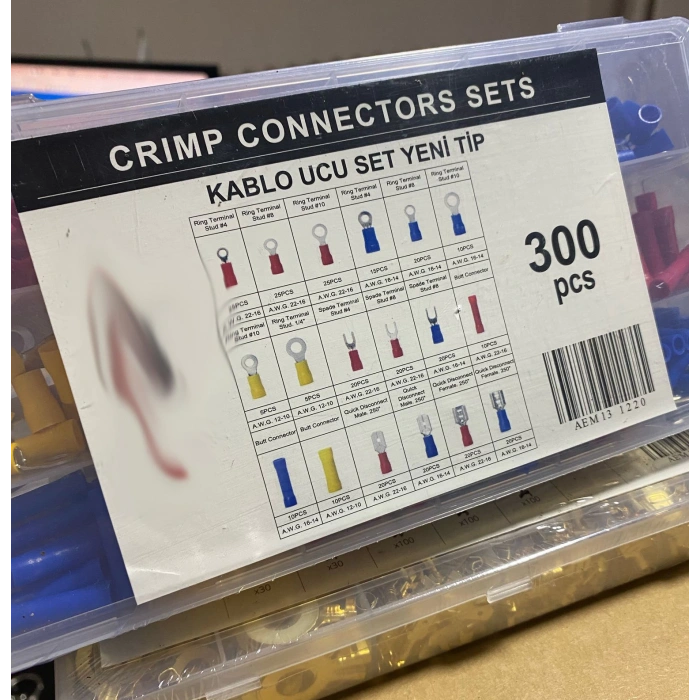 Toptan Kablo ucu Pabuç Seti Karışık Yeni Tip 300 Adet