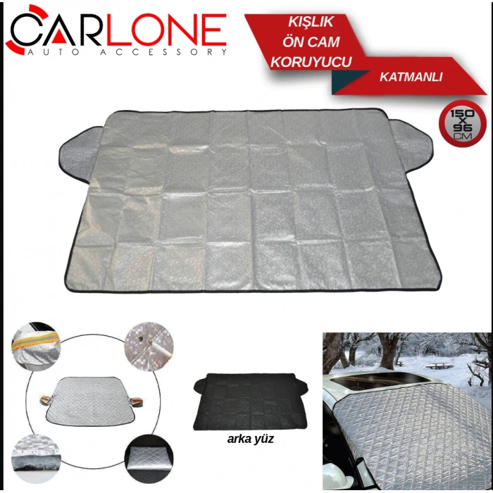 Toptan Kışlık Araç İçi Ön Cam Buz Koruyucu Örtü Katmanlı 150x116 Cm