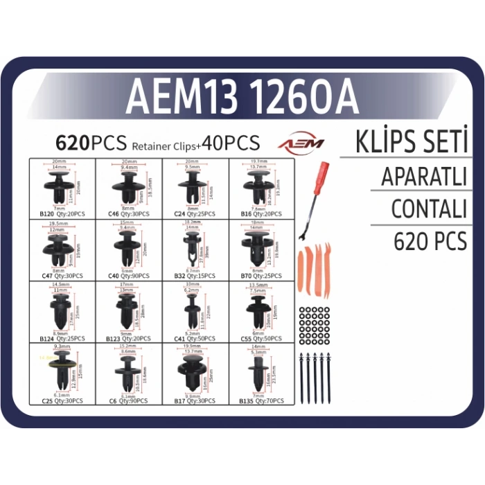 Toptan Klips Sekman Seti ve Sökme Aparatlı 620 Adet