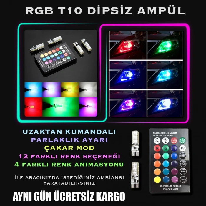 Toptan Kumandalı T10 Rgb Led Ampül Renkli Eco