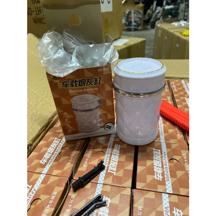 Toptan Lüks Araç İçi Küllük Diamond Model Işıklı Beyaz HT012B