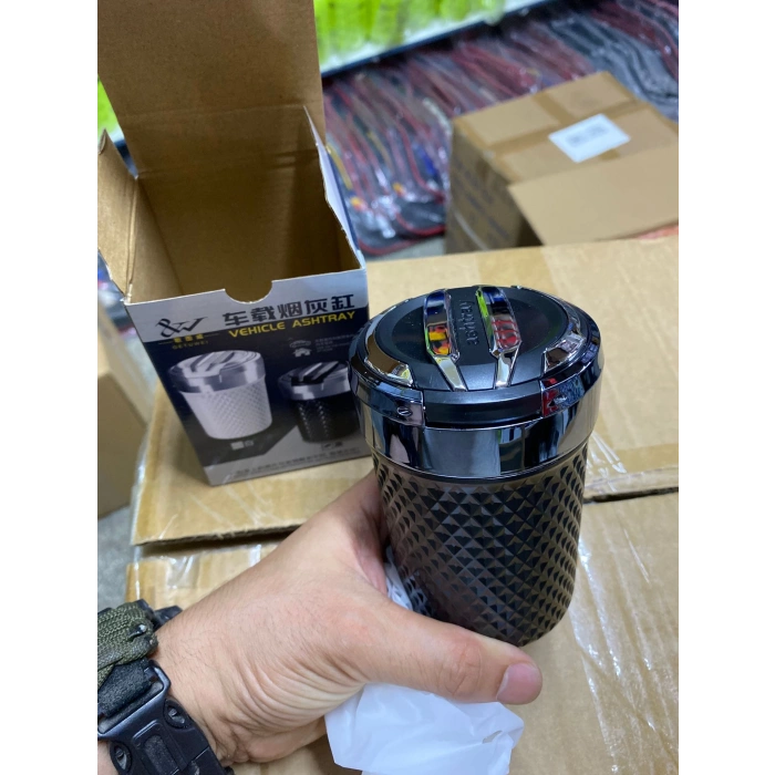 Toptan Lüks Araç İçi Küllük Işıklı Ashtray Siyah HT925