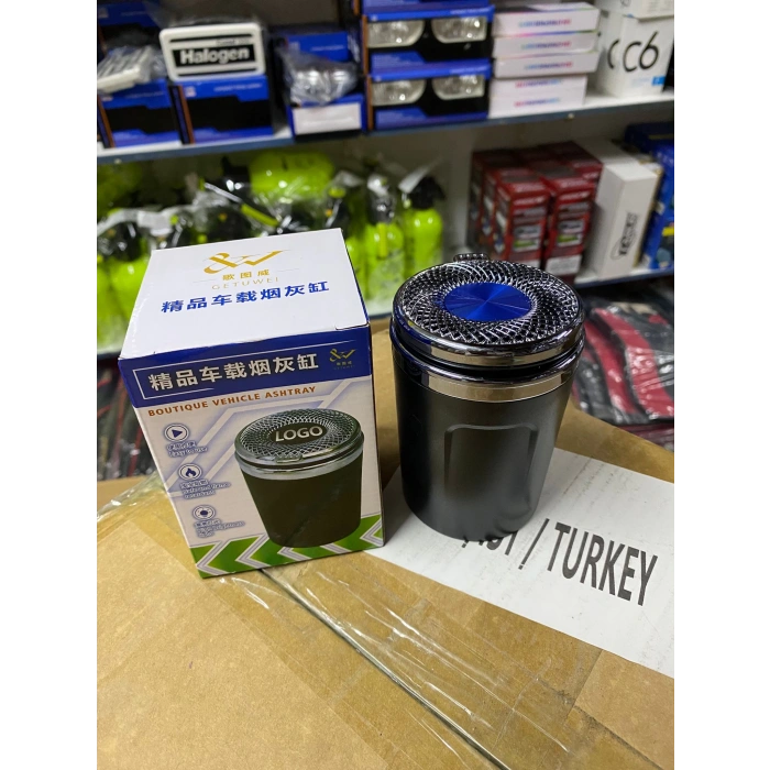 Toptan Lüks Araç İçi Küllük Premium Metalize Model Işıklı HT029