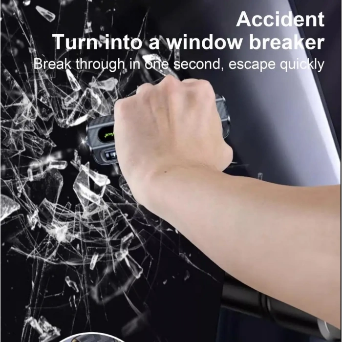 Toptan Lüks Araç İçi Numaratör Cam Kırıcılı Premium Ürün Siyah Renk