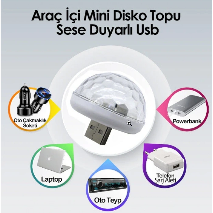 Toptan Mini Usb Çıkışlı Disko Topu Sese Duyarlı