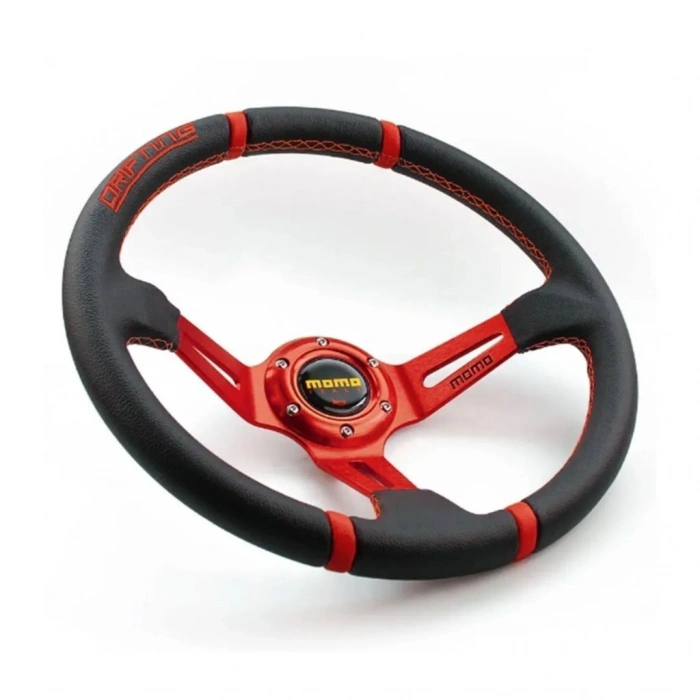 Toptan Momo Offsetli 35cm Spor Direksiyon Deri Drifting Modeli