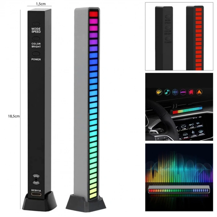 Toptan Rgb Ekolayzır Spectrum Sese Duyarlı Çubuk Usb li