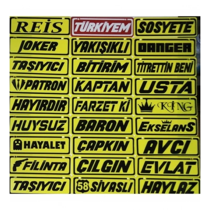Toptan Sarı Dekor Yazı Plaka Vantuzlu Karışık Model Memleket VS.