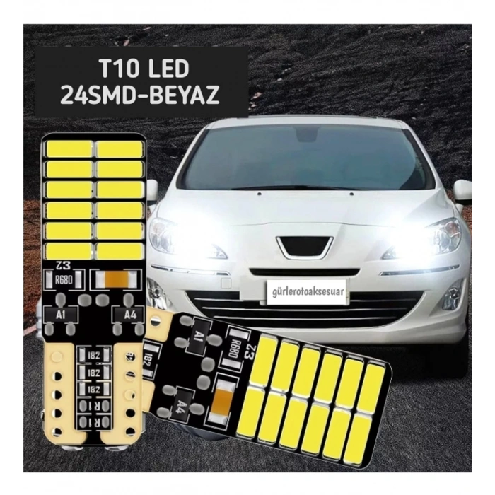 Toptan T10 Led Beyaz Ampül 24 Ledli Smd 12V