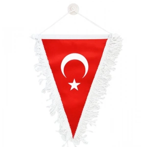 Toptan Araç Flama Bayrak Püsküllü 20x30cm Dekor Etiketçi İşi