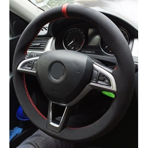 Toptan Alcantra/Nubuk Dİkme Direksiyon Kılıfı Yüzüklü Model Kutulu Ürün