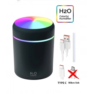 Toptan Araç İçi Nemlendirici 300ml H2o Rgb Kablolu Siyah Buhardanlık