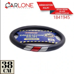 Toptan Geçme Direksiyon Kılıfı Siyah Renk 38cm Siy-Silv-Krmz Fosfor 1841945