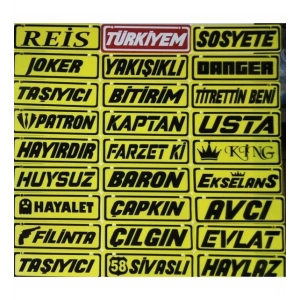 Toptan Sarı Dekor Yazı Plaka Vantuzlu Karışık Model Memleket VS.