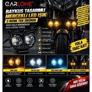 Toptan Çift Mercekli 3 Renk Çakarlı Motor Işığı