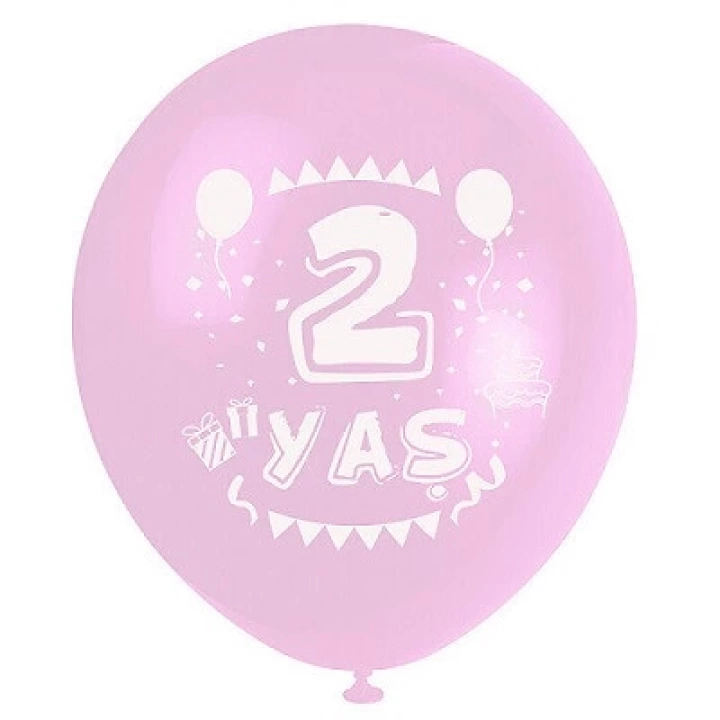 Hazır Baskı Balon (1+1)  Pembe 2 Yaş