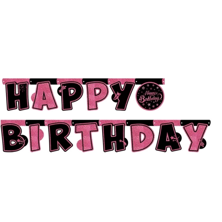 Banner Happy Bırthday Pink Stars